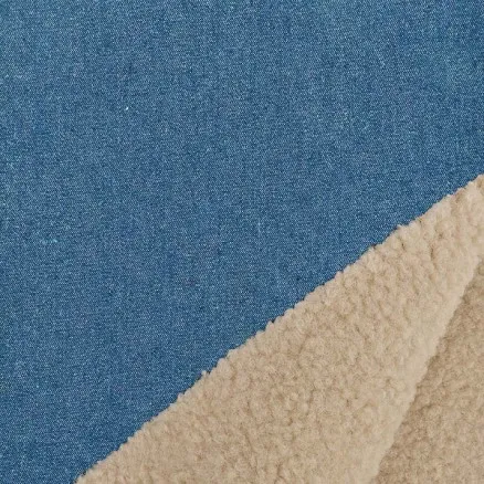 Denim Fabric With Fur 150cm 007 - Blue