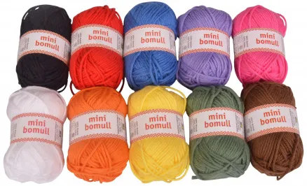 Järbo Minibomull Yarn Pack 13 Basic Colours 10g - 10 pcs - Järbo Minibomull Yarn Pack 13 Basic Colours