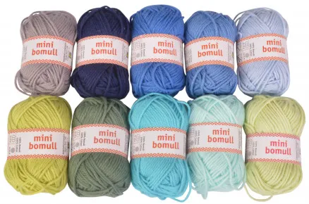 Järbo Minibomull Yarn Pack 11 Blue and Green Shades 10g - 10 pcs - Järbo Minibomull Yarn Pack 11 Blue and Green Shades