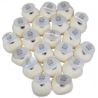Drops Cotton Merino Yarn Pack Unicolor 01 Natural - 20 pcs - Drops Cotton Merino Yarn Pack Unicolor 01 Natural - 20 pcs