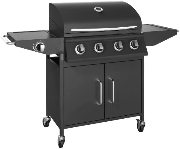 Gas grill with 4 burners and hob