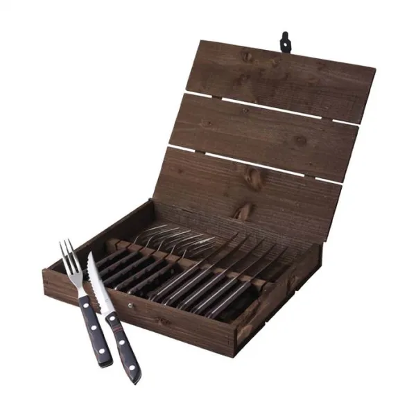 Gense Old Farmer steak/grill cutlery 12 pieces - Wood/steel