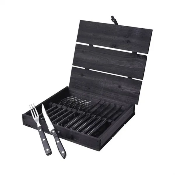 Gense Old Farmer steak/grill cutlery 12 pieces - Black/steel