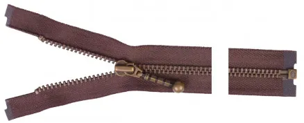 YKK Separating Zip Antique Brass 20cm 4mm Brown