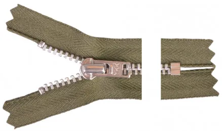YKK Zip Aluminium 12cm 4mm Army