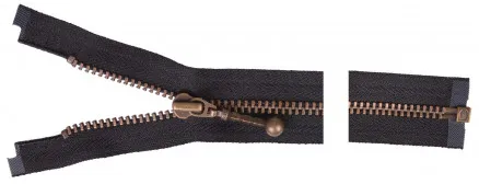 YKK Separating Zip Antique Brass 50cm 4mm Black