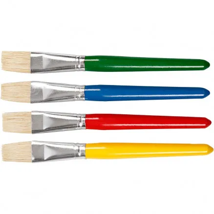 Children's brushes, flat, L: 19 cm, W: 20 mm, 4 pcs/1 pack