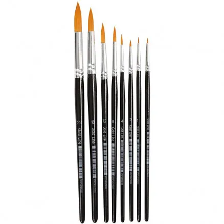 Gold Line Brushes, no. 0-22, W: 1.5-8 mm, round, 8 pcs.
