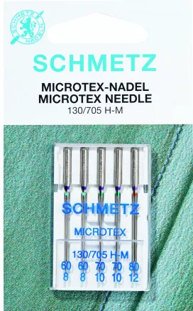Schmetz Sewing Machine Needles Microtex 130/705 H-M Size 70 - 5 pcs